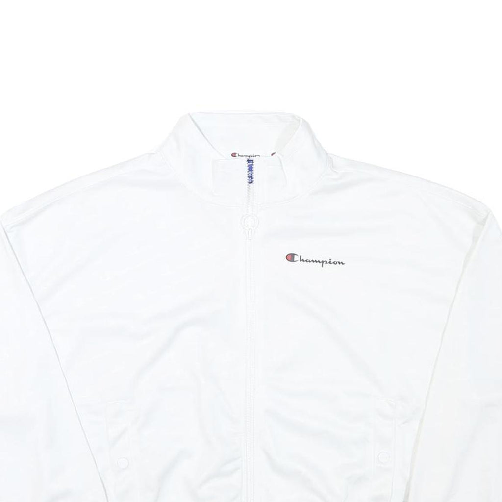 CHAMPION Womens White Polyester Blend Zip Jacket L Track Athletic Casual