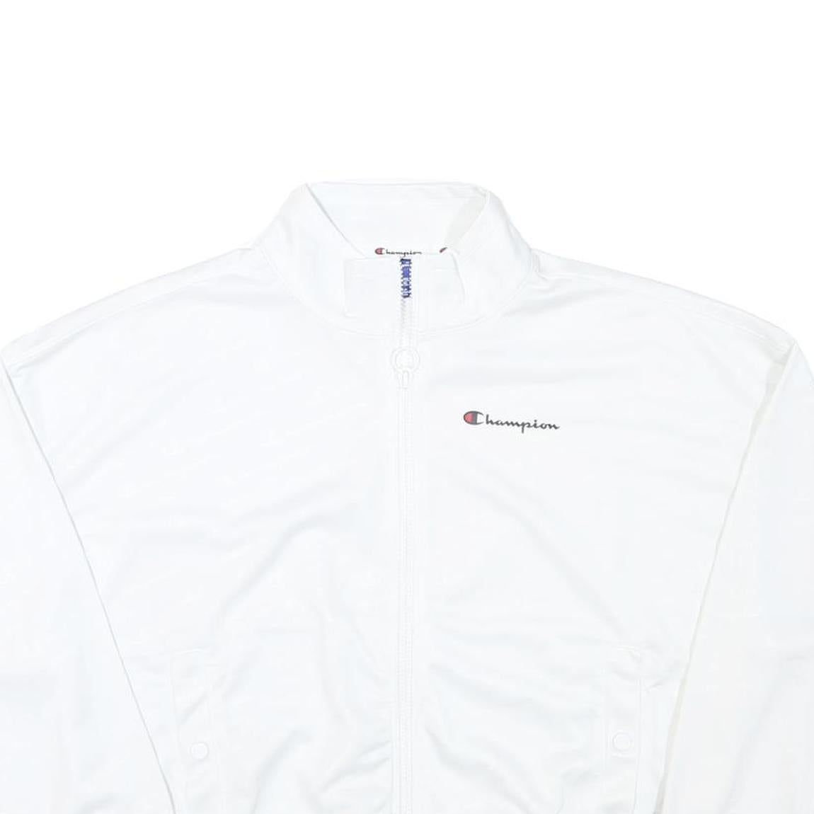 CHAMPION Womens White Polyester Blend Zip Jacket L Track Athletic Casual