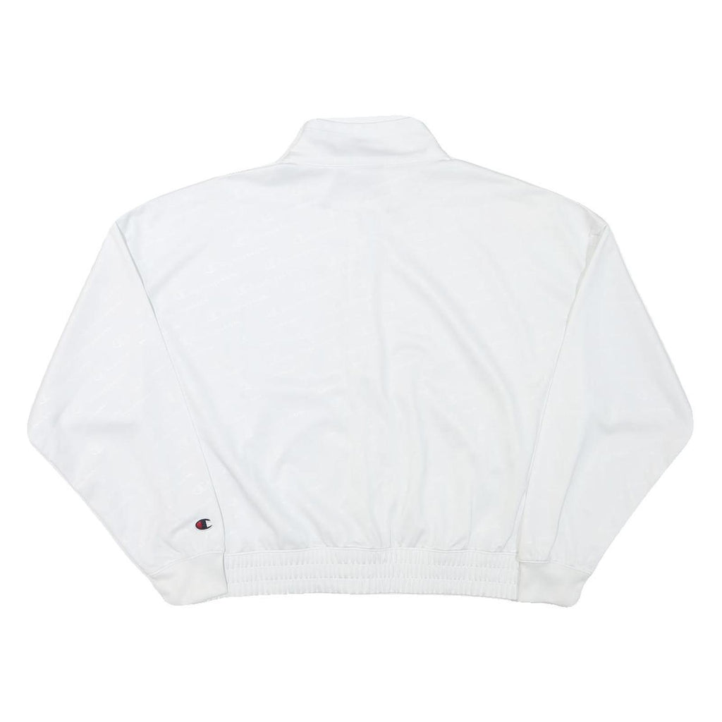 CHAMPION Womens White Polyester Blend Zip Jacket L Track Athletic Casual
