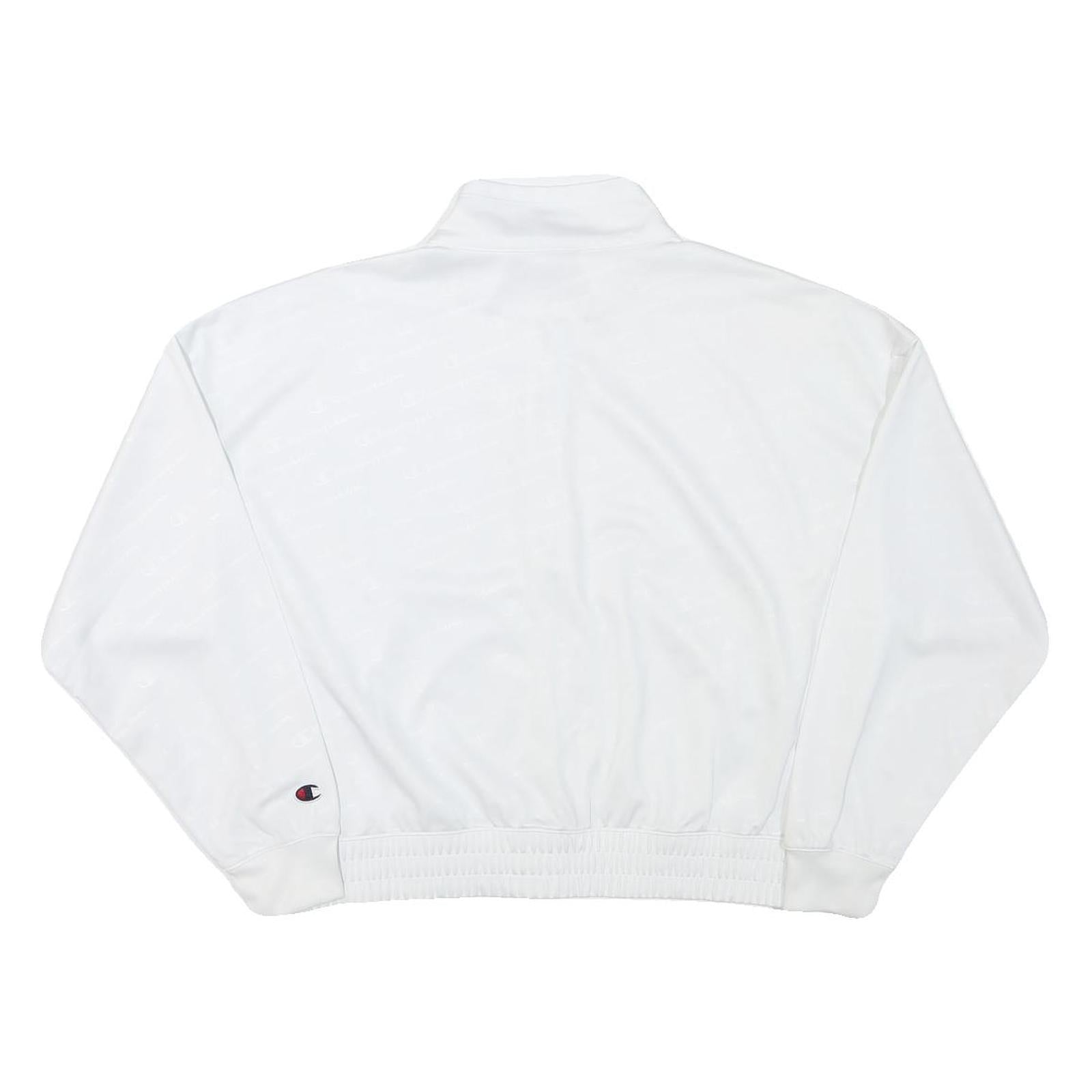 CHAMPION Womens White Polyester Blend Zip Jacket L Track Athletic Casual