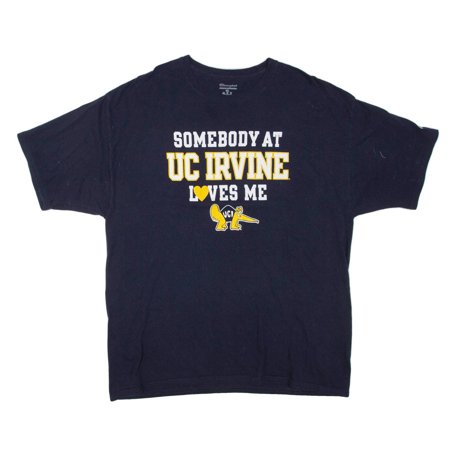 CHAMPION Somebody At UC Irvine Loves Me Mens T-Shirt Blue USA 2XL