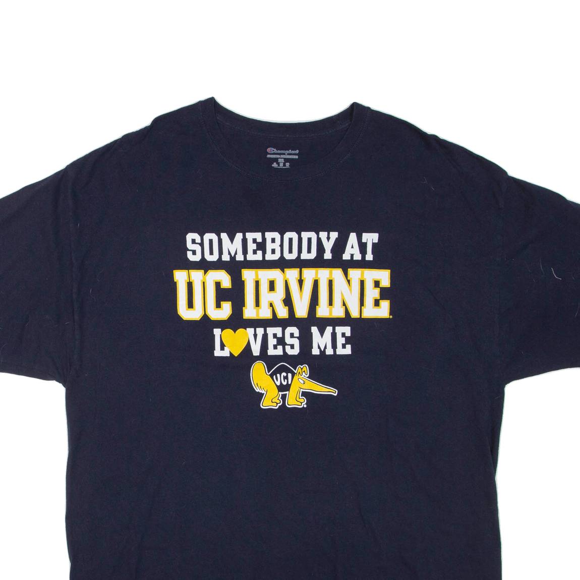 CHAMPION Somebody At UC Irvine Loves Me Mens T-Shirt Blue USA 2XL