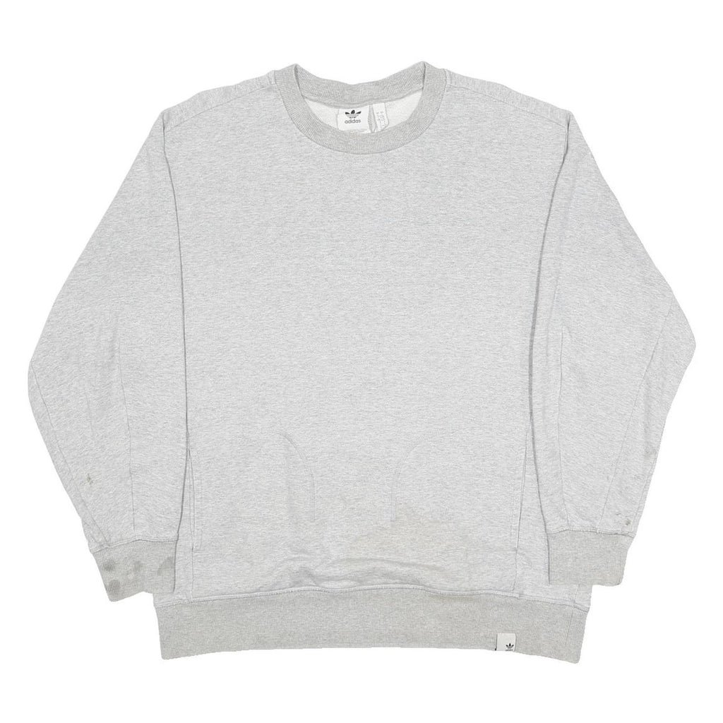 ADIDAS Mens Grey Sweatshirt Crew Neck L Cotton Blend Casual Pullover