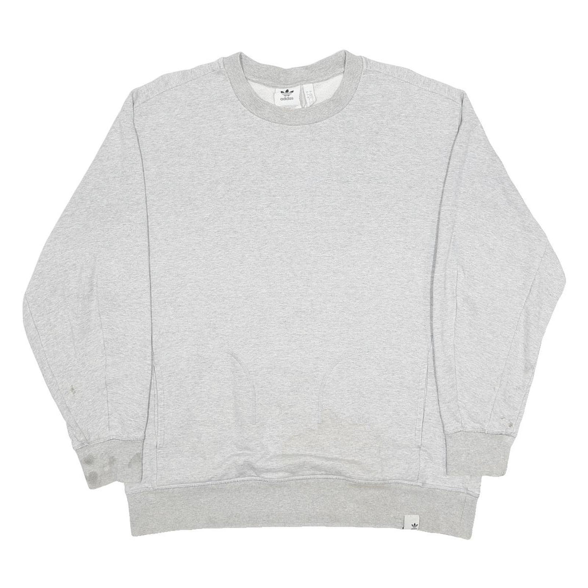 ADIDAS Mens Grey Sweatshirt Crew Neck L Cotton Blend Casual Pullover