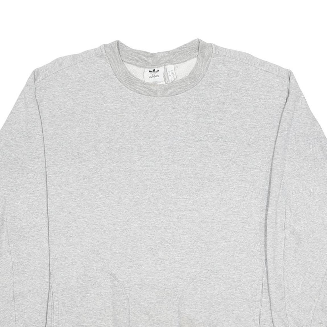 ADIDAS Mens Grey Sweatshirt Crew Neck L Cotton Blend Casual Pullover