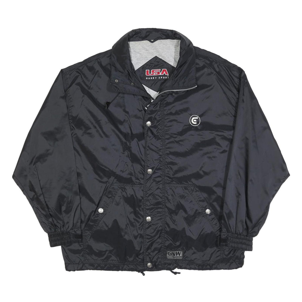 GARRY SPORT Mens Black Jacket L Polyester Blend Plain Zip Sportswear Casual