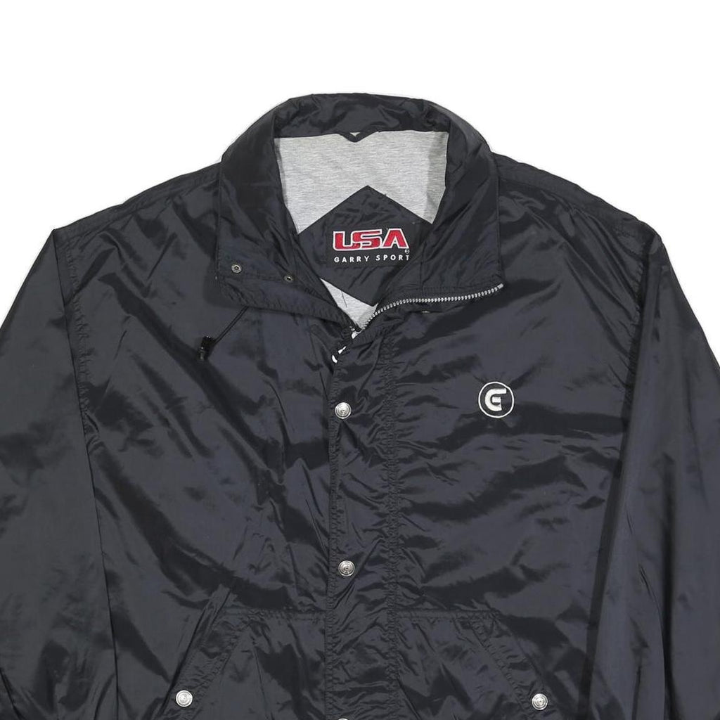 GARRY SPORT Mens Black Jacket L Polyester Blend Plain Zip Sportswear Casual