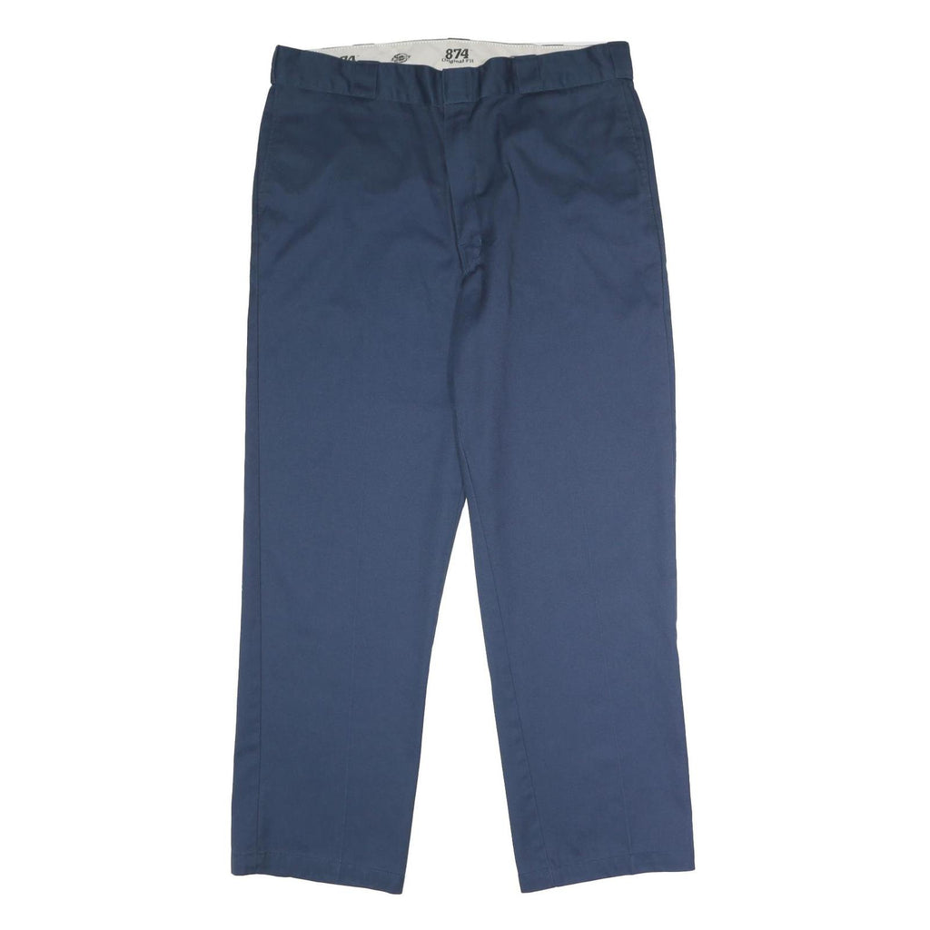 DICKIES Mens Polyester Blend Navy Classic Straight Trousers W40 L32 Workwear Zip