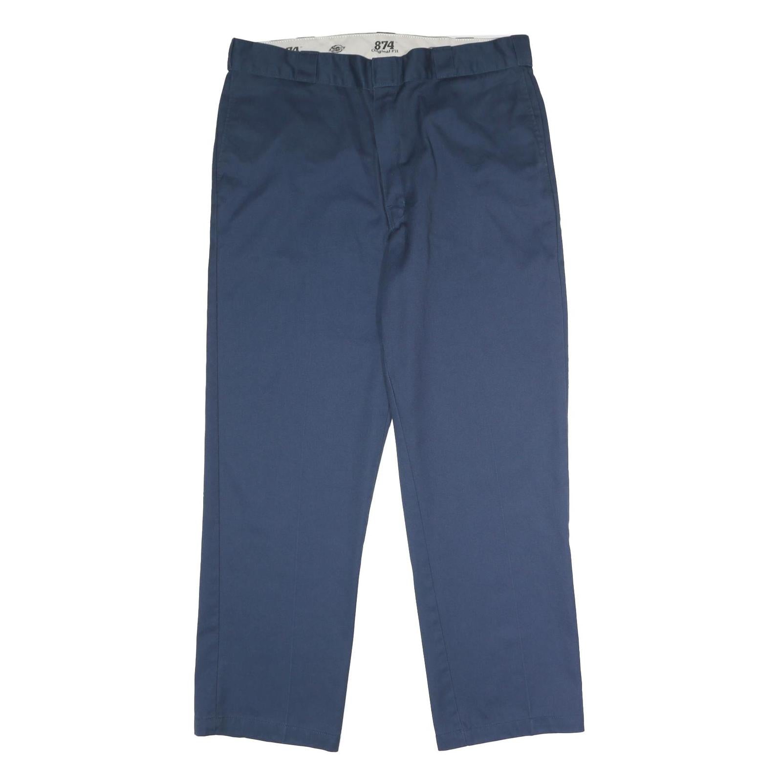 DICKIES Mens Polyester Blend Navy Classic Straight Trousers W40 L32 Workwear Zip