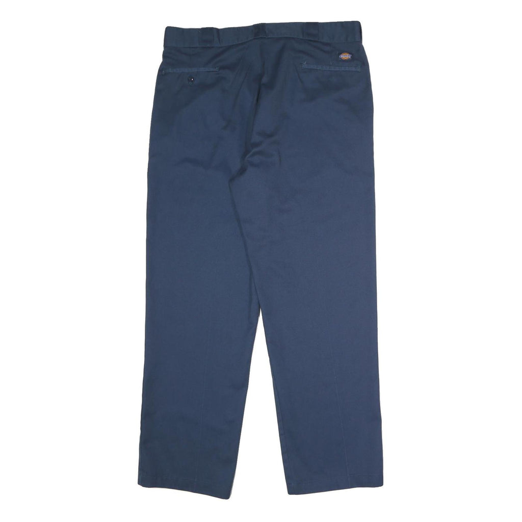 DICKIES Mens Polyester Blend Navy Classic Straight Trousers W40 L32 Workwear Zip