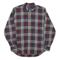 TOMMY HILFIGER Mens Maroon & Grey Checked Shirt L Long Sleeve Cotton Blend