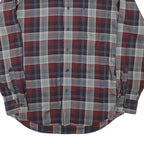 TOMMY HILFIGER Mens Maroon & Grey Checked Shirt L Long Sleeve Cotton Blend