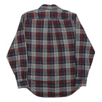 TOMMY HILFIGER Mens Maroon & Grey Checked Shirt L Long Sleeve Cotton Blend