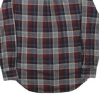 TOMMY HILFIGER Mens Maroon & Grey Checked Shirt L Long Sleeve Cotton Blend
