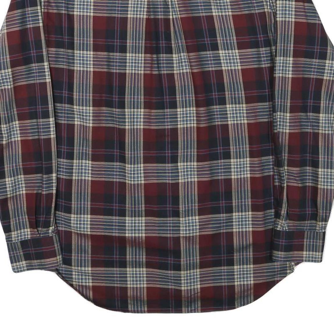 TOMMY HILFIGER Mens Maroon & Grey Checked Shirt L Long Sleeve Cotton Blend