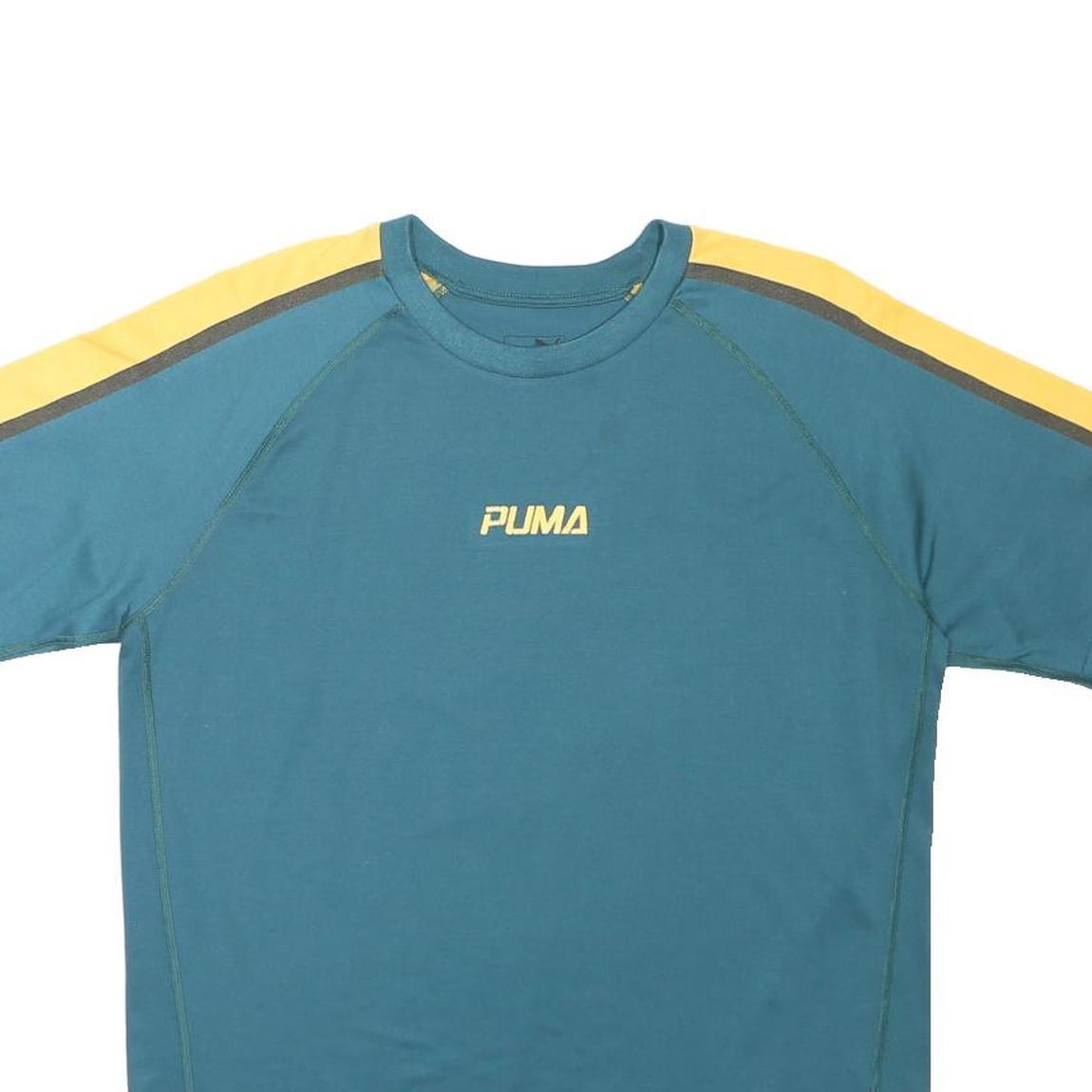 PUMA Mens Blue & Yellow Graphic T-Shirt S Short Sleeve Crew Neck Casual