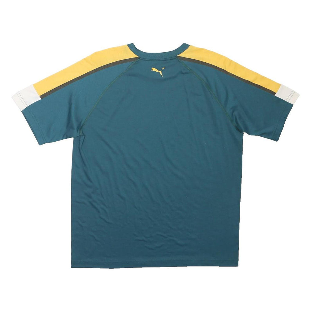 PUMA Mens Blue & Yellow Graphic T-Shirt S Short Sleeve Crew Neck Casual