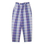 PRINGLE Womens Cotton Blend Purple Blue Check Relaxed Tapered Trousers W28 L27