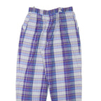 PRINGLE Womens Cotton Blend Purple Blue Check Relaxed Tapered Trousers W28 L27