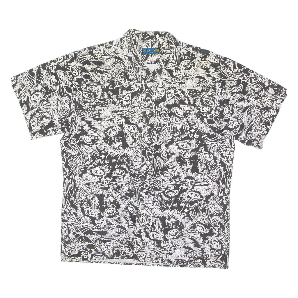 LASER BY GATSBY Mens Shirt Black 90s Crazy Pattern L