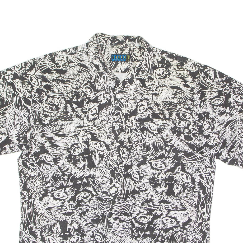 LASER BY GATSBY Mens Shirt Black 90s Crazy Pattern L