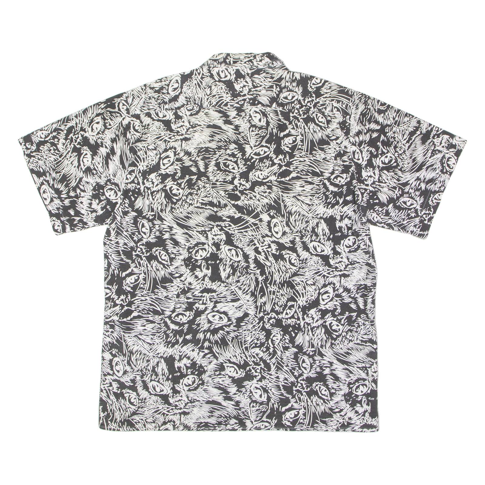 LASER BY GATSBY Mens Shirt Black 90s Crazy Pattern L