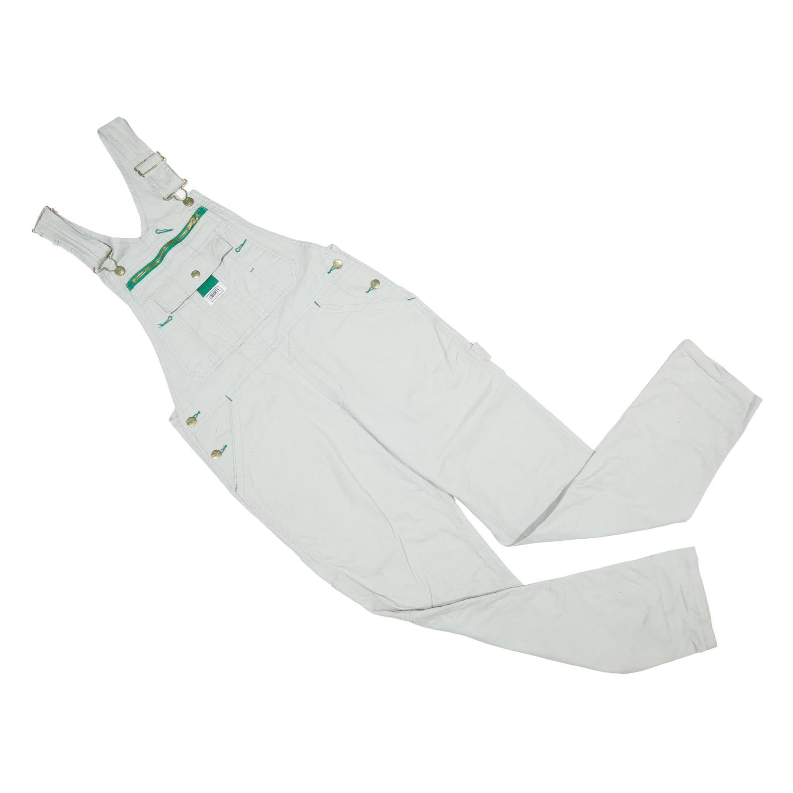 LIBERTY Womens White Cotton Dungarees Regular Fit Plain M W32 L32 Casual Style