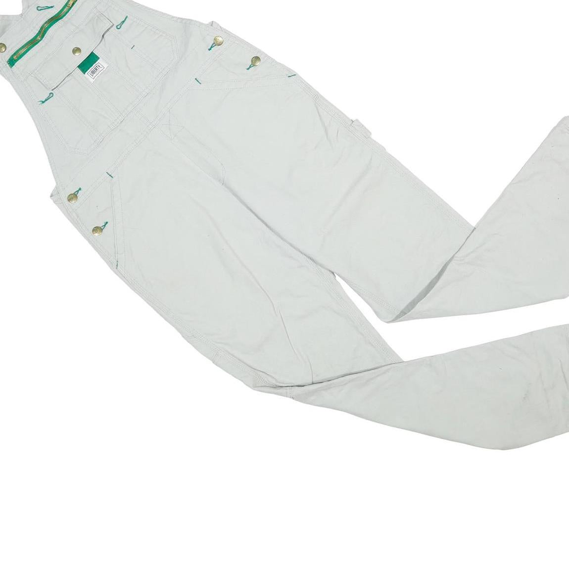 LIBERTY Womens White Cotton Dungarees Regular Fit Plain M W32 L32 Casual Style