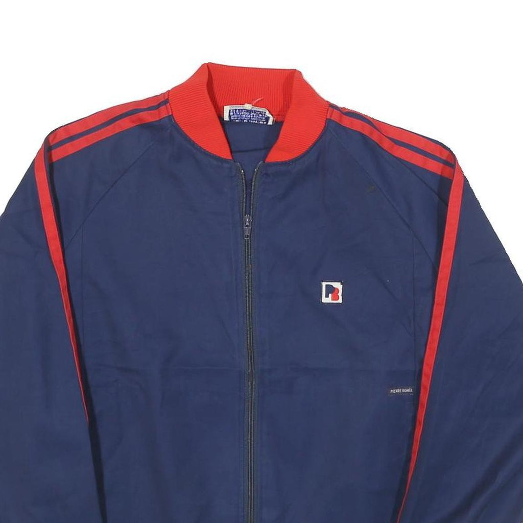 PIERRE BONNE Mens Blue & Red Bomber Jacket M Polyester Blend Zip Athletic