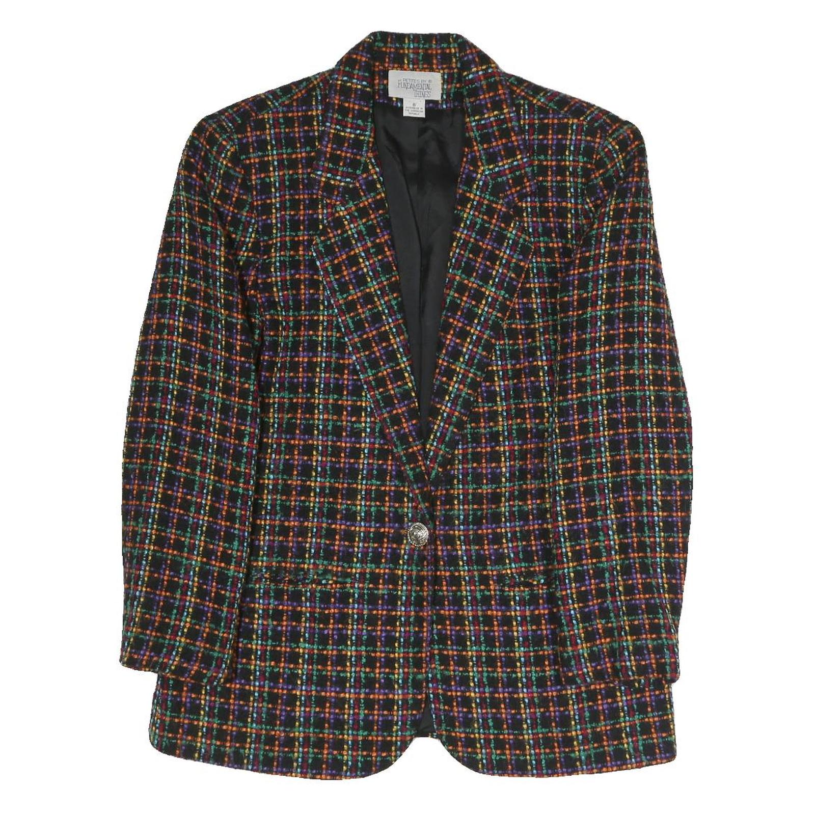 FUNDAMENTAL THINGS Womens Multi Colour Checked Jacket UK 8 Polyester Blend