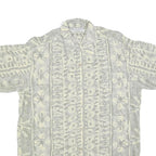 CASUAL LINE Mens Cream & Grey Pattern Shirt M Short Sleeve Button Up Casual Wear