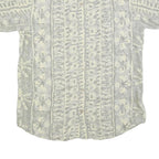 CASUAL LINE Mens Cream & Grey Pattern Shirt M Short Sleeve Button Up Casual Wear