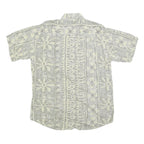 CASUAL LINE Mens Cream & Grey Pattern Shirt M Short Sleeve Button Up Casual Wear