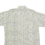 CASUAL LINE Mens Cream & Grey Pattern Shirt M Short Sleeve Button Up Casual Wear