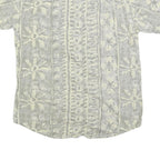 CASUAL LINE Mens Cream & Grey Pattern Shirt M Short Sleeve Button Up Casual Wear