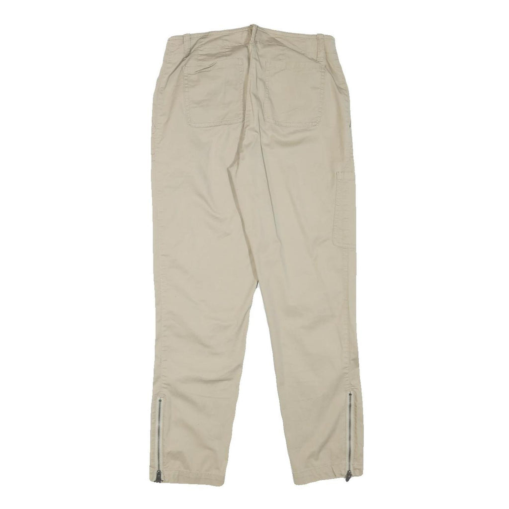 DKNY Womens Cotton Blend Beige Regular Straight Trousers W30 L27 Zip Closure