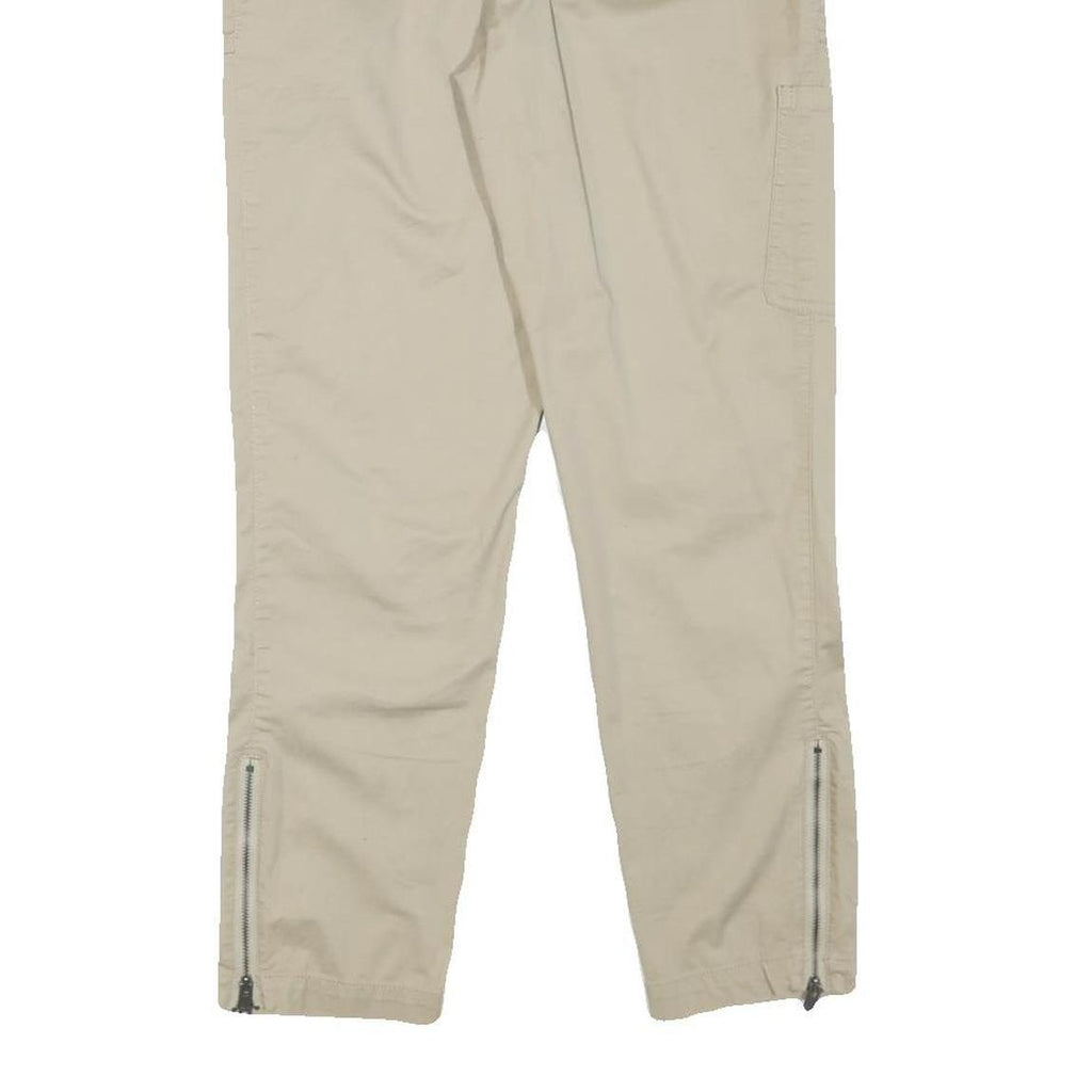 DKNY Womens Cotton Blend Beige Regular Straight Trousers W30 L27 Zip Closure