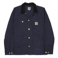 CARHARTT Michigan Coat Mens Navy Blue Workwear Cotton Jacket Button S Durable