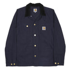 CARHARTT Michigan Coat Mens Navy Blue Workwear Cotton Jacket Button S Durable