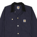 CARHARTT Michigan Coat Mens Navy Blue Workwear Cotton Jacket Button S Durable