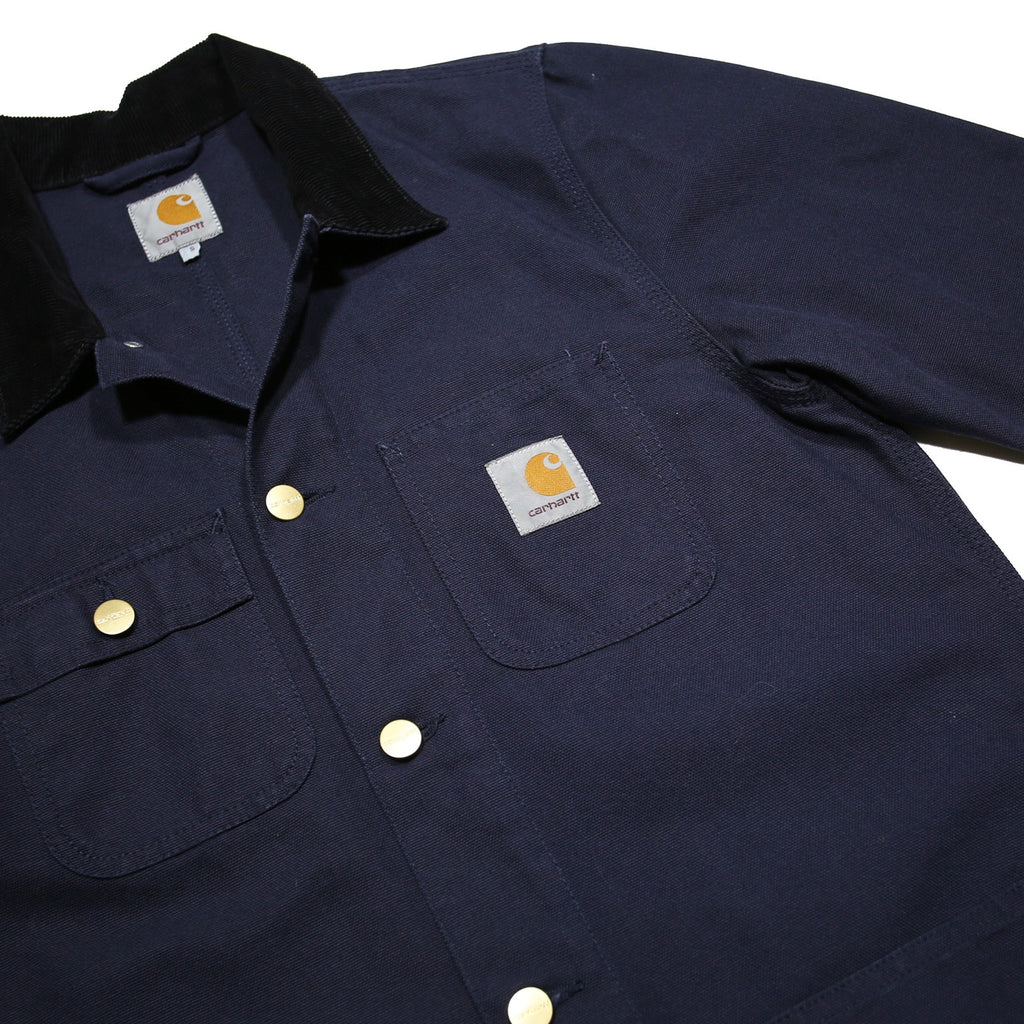 CARHARTT Michigan Coat Mens Navy Blue Workwear Cotton Jacket Button S Durable