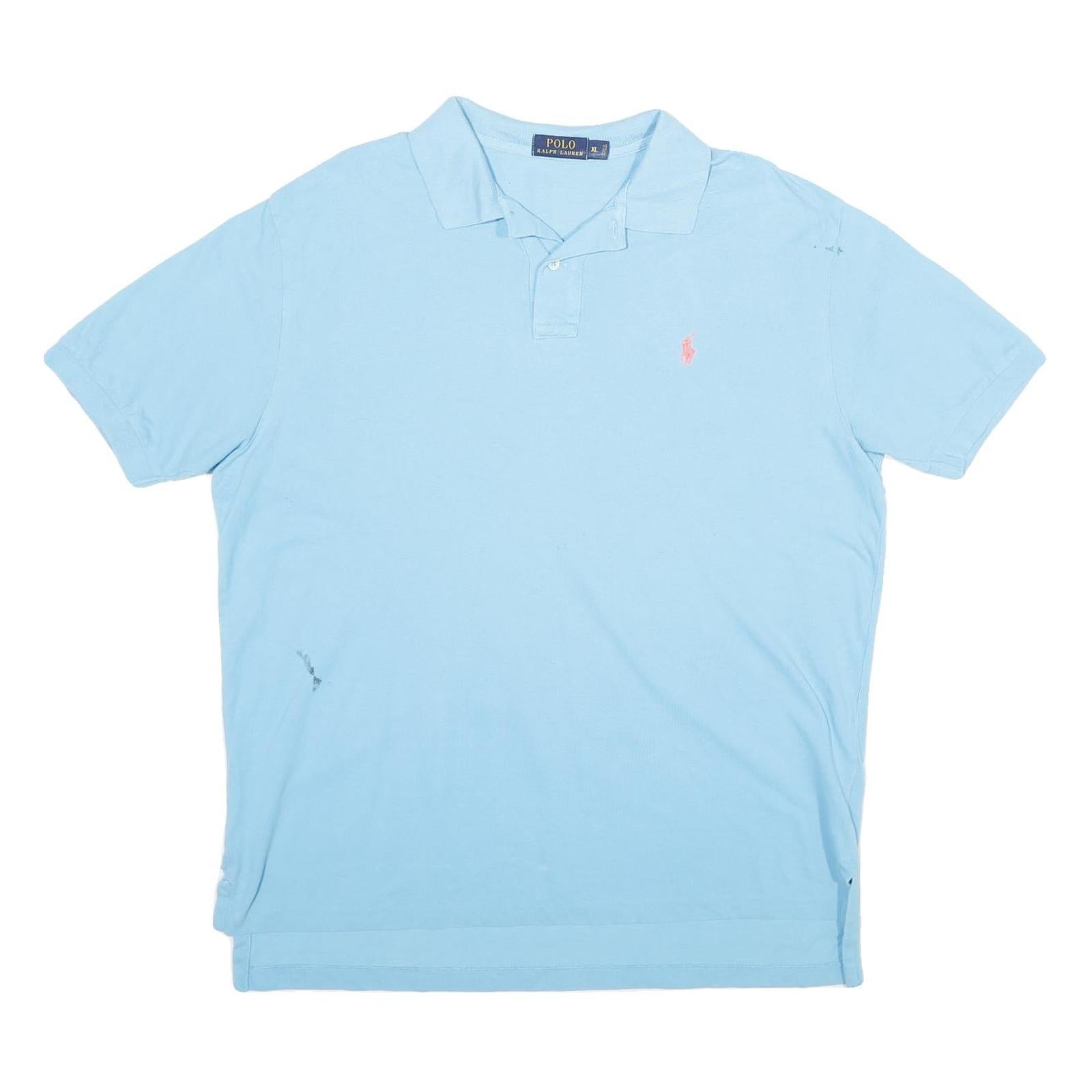 POLO RALPH LAUREN Mens Blue Short Sleeve Polo Shirt XL Classic Cotton Casual