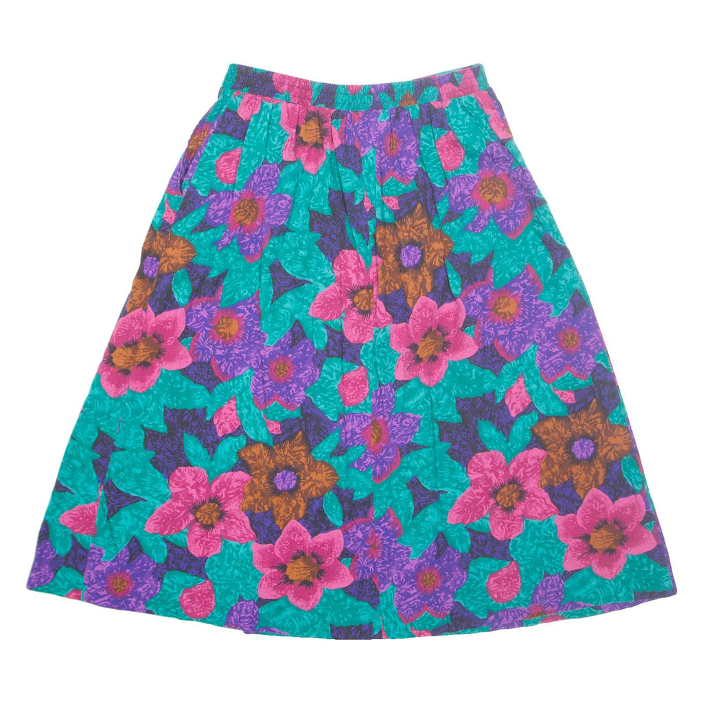 FIRE ISLANDER Womens A-Line Skirt Green Midi Floral M