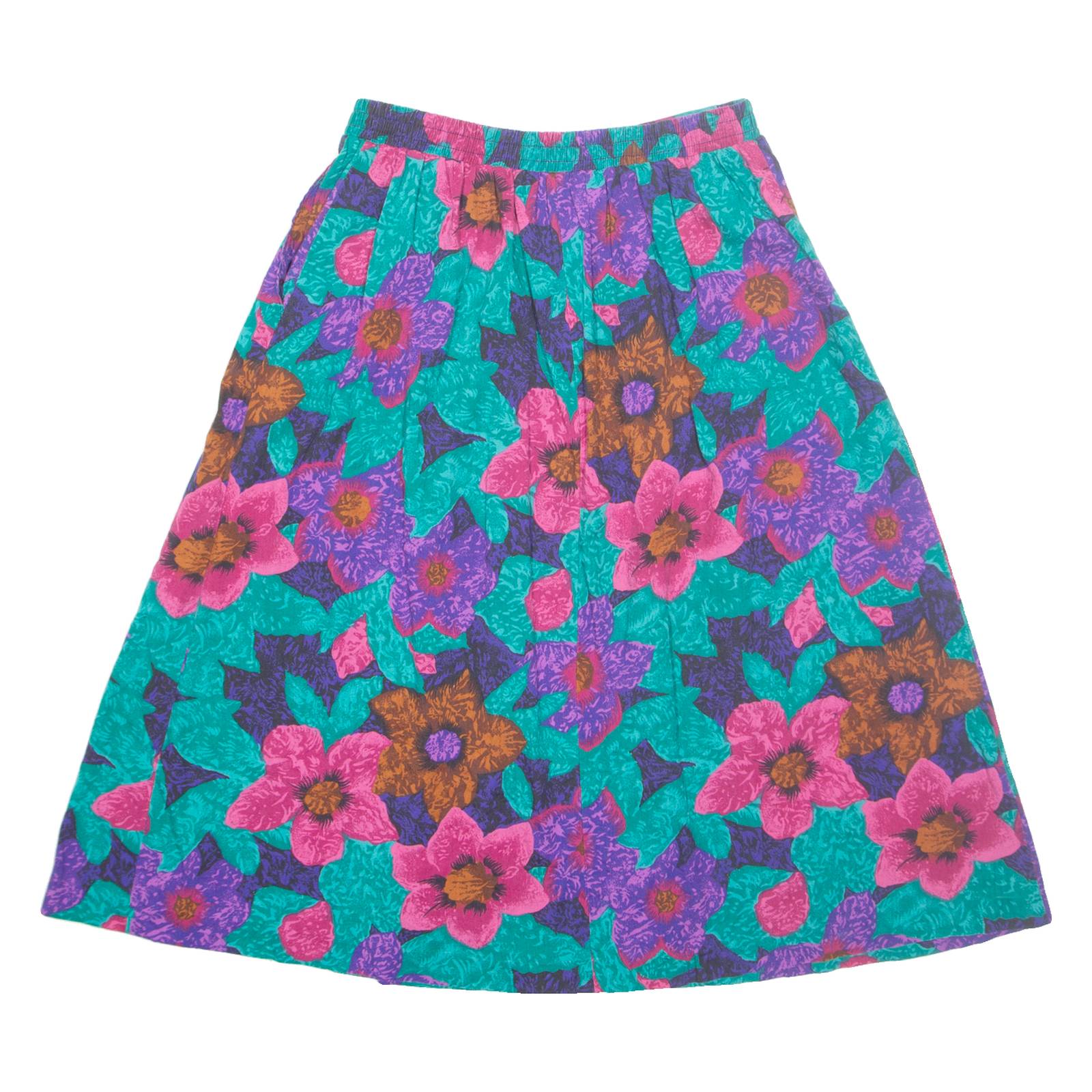 FIRE ISLANDER Womens A-Line Skirt Green Midi Floral M