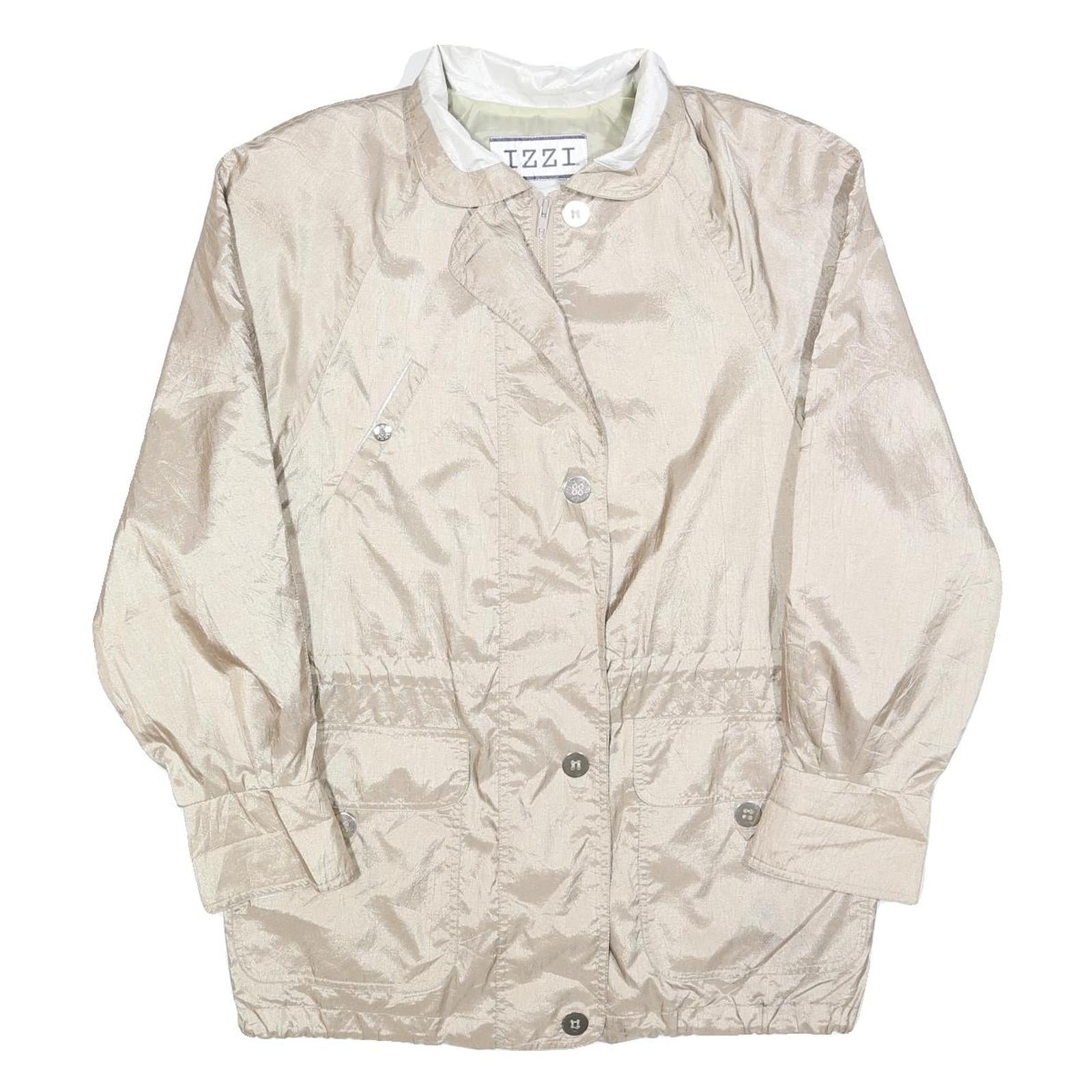IZZI Womens Beige Lightweight Jacket L Polyester Blend Zip Plain Fashion