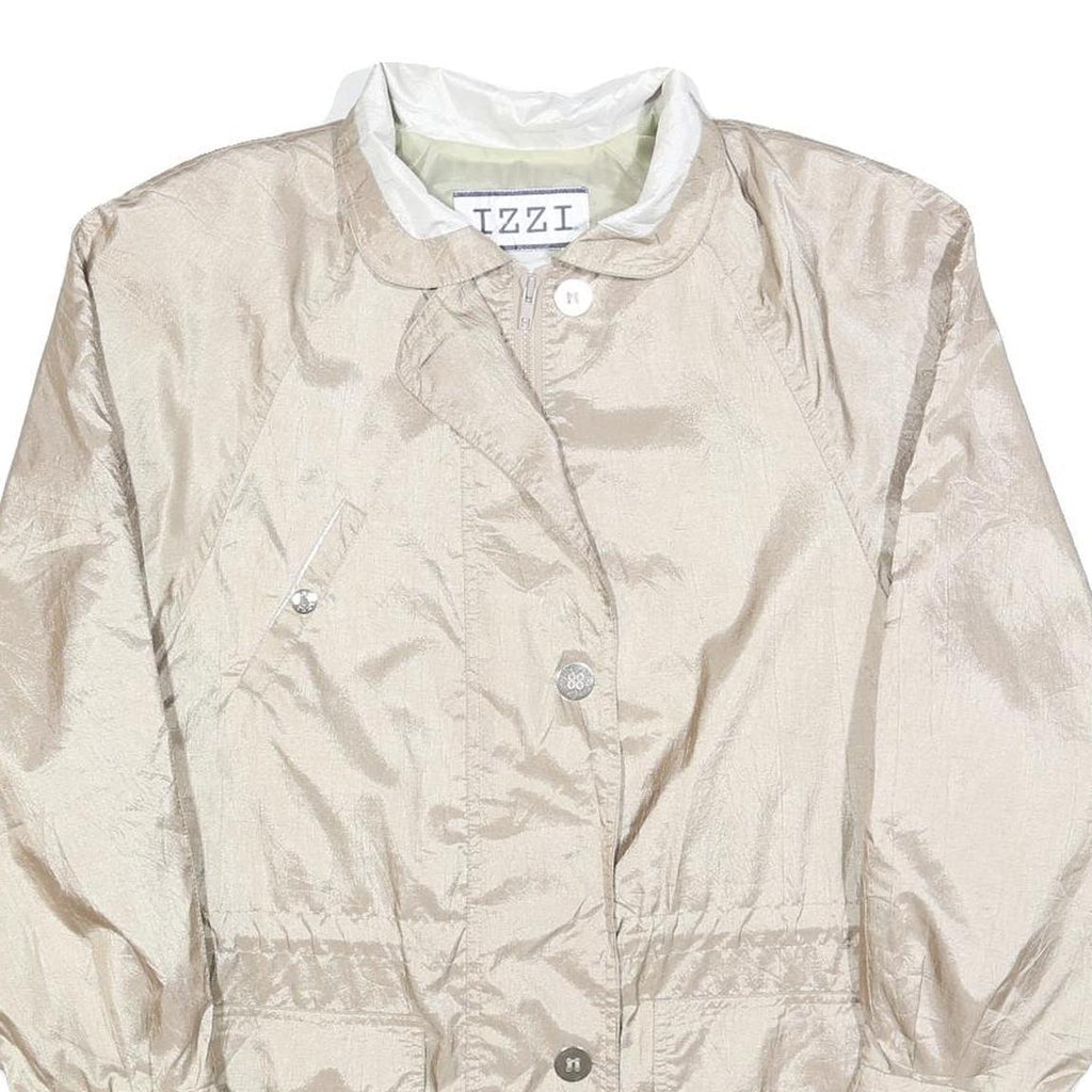 IZZI Womens Beige Lightweight Jacket L Polyester Blend Zip Plain Fashion