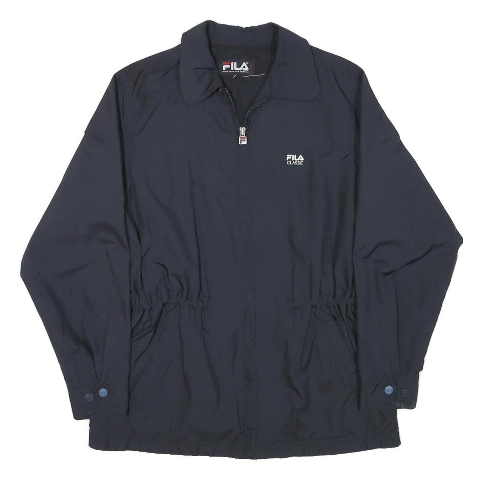 FILA Womens Navy Blue Classic Jacket XS Polyester Blend Zip Plain Lightweight