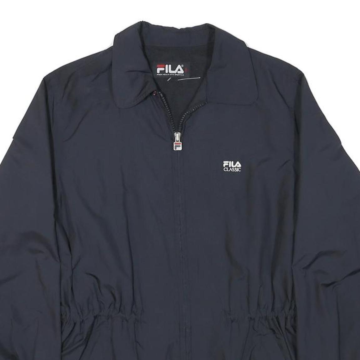 FILA Womens Navy Blue Classic Jacket XS Polyester Blend Zip Plain Lightweight
