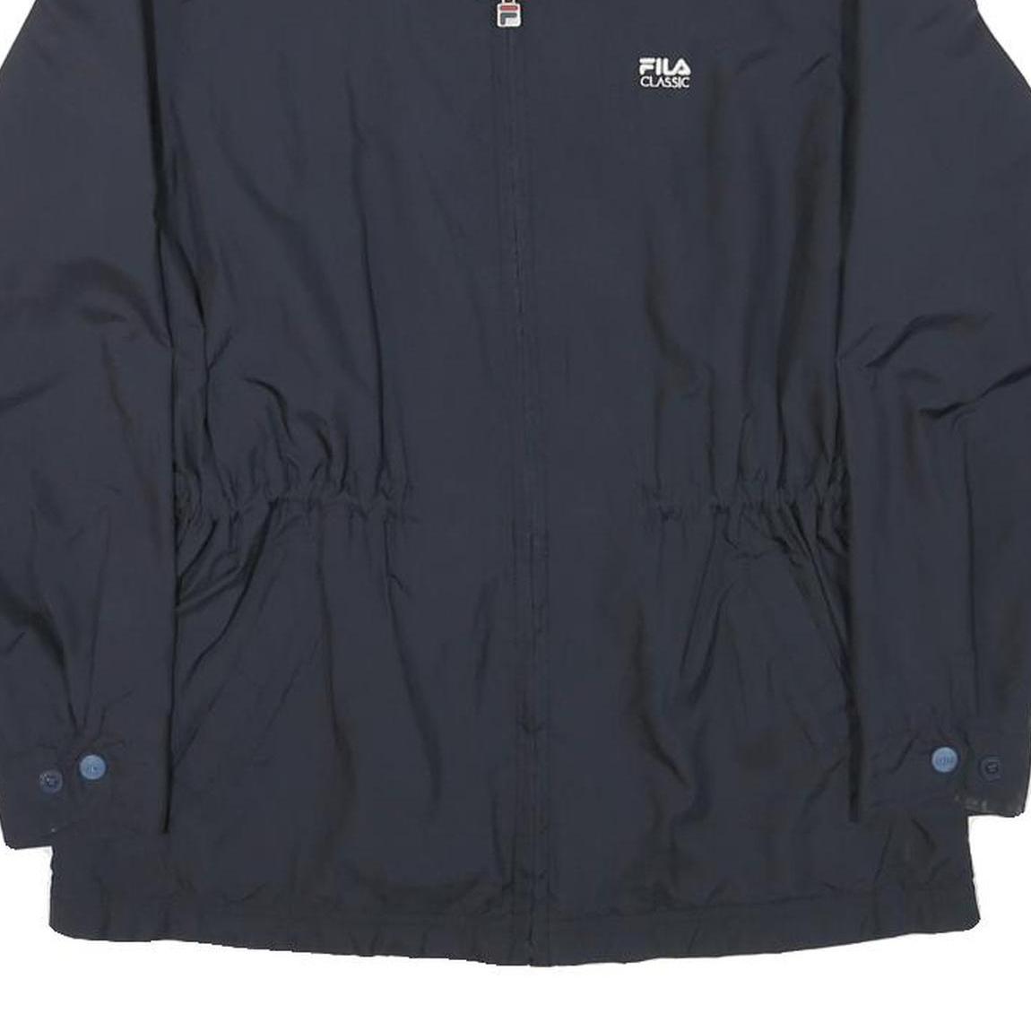 FILA Womens Navy Blue Classic Jacket XS Polyester Blend Zip Plain Lightweight