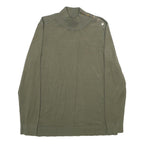 CALVIN KLEIN Womens Green Jumper Plain Roll Neck Basic Knit M Button Detail